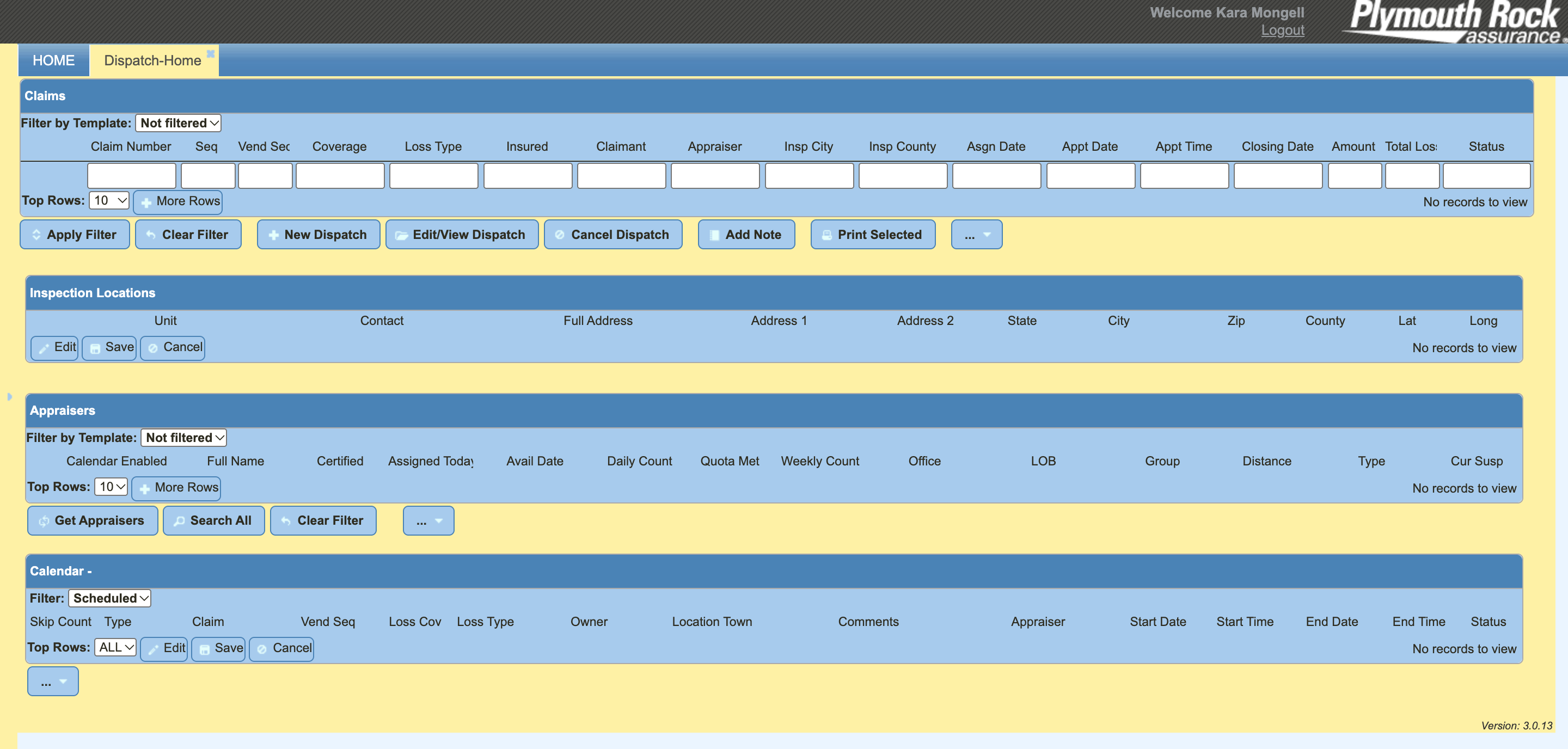 eDispatch original experience — information hierarchy