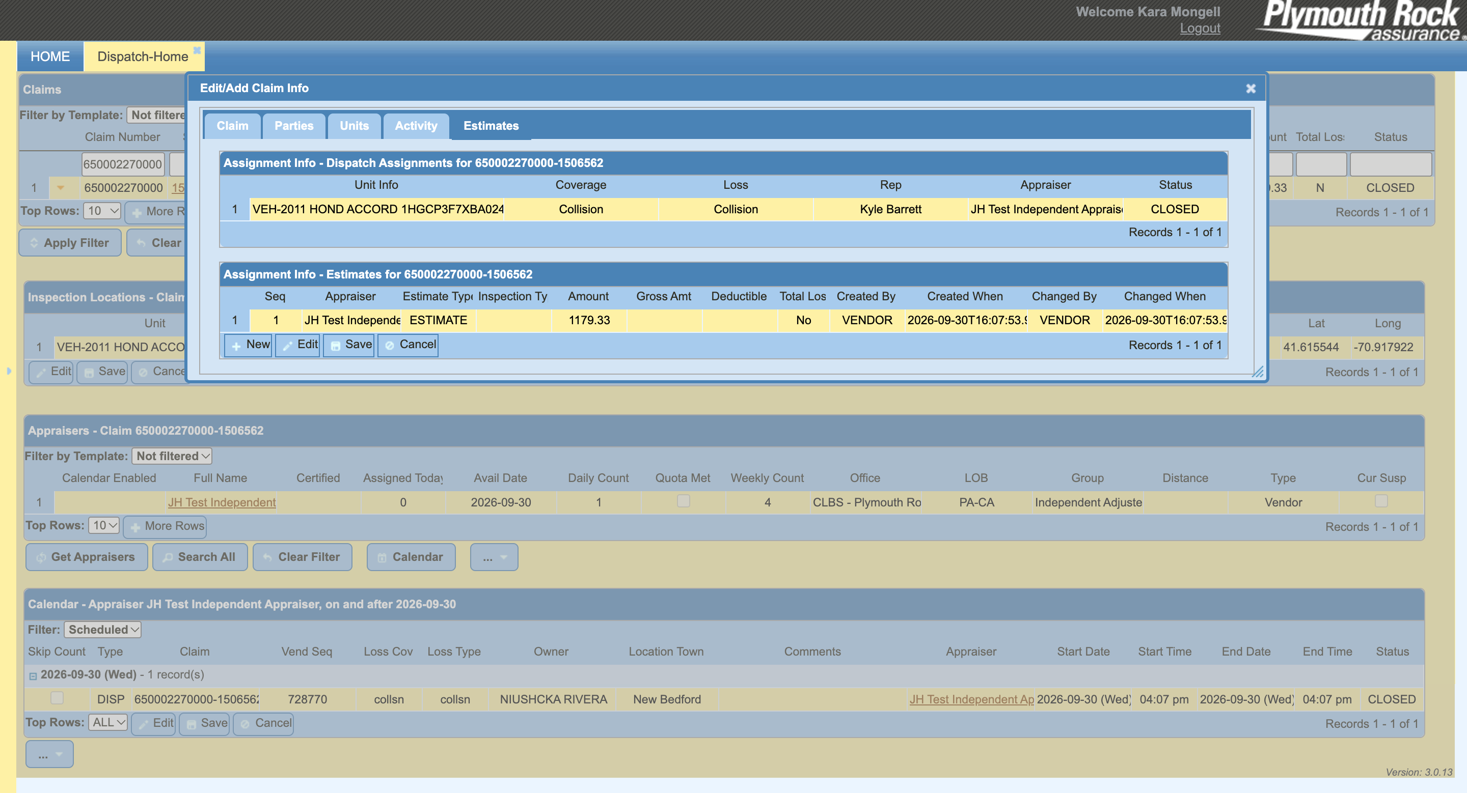 eDispatch original experience — estimate detail